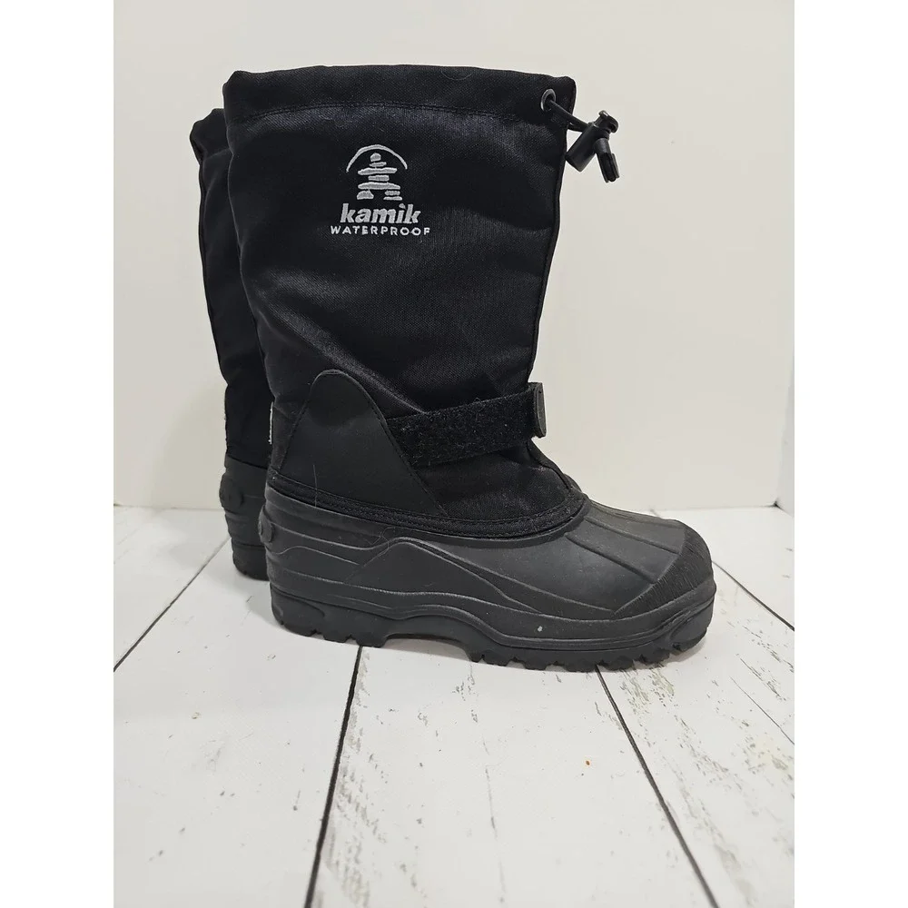 Kamik Rocket Waterproof Insulated Winter Snow Boots Sz 4 Black Lightweight